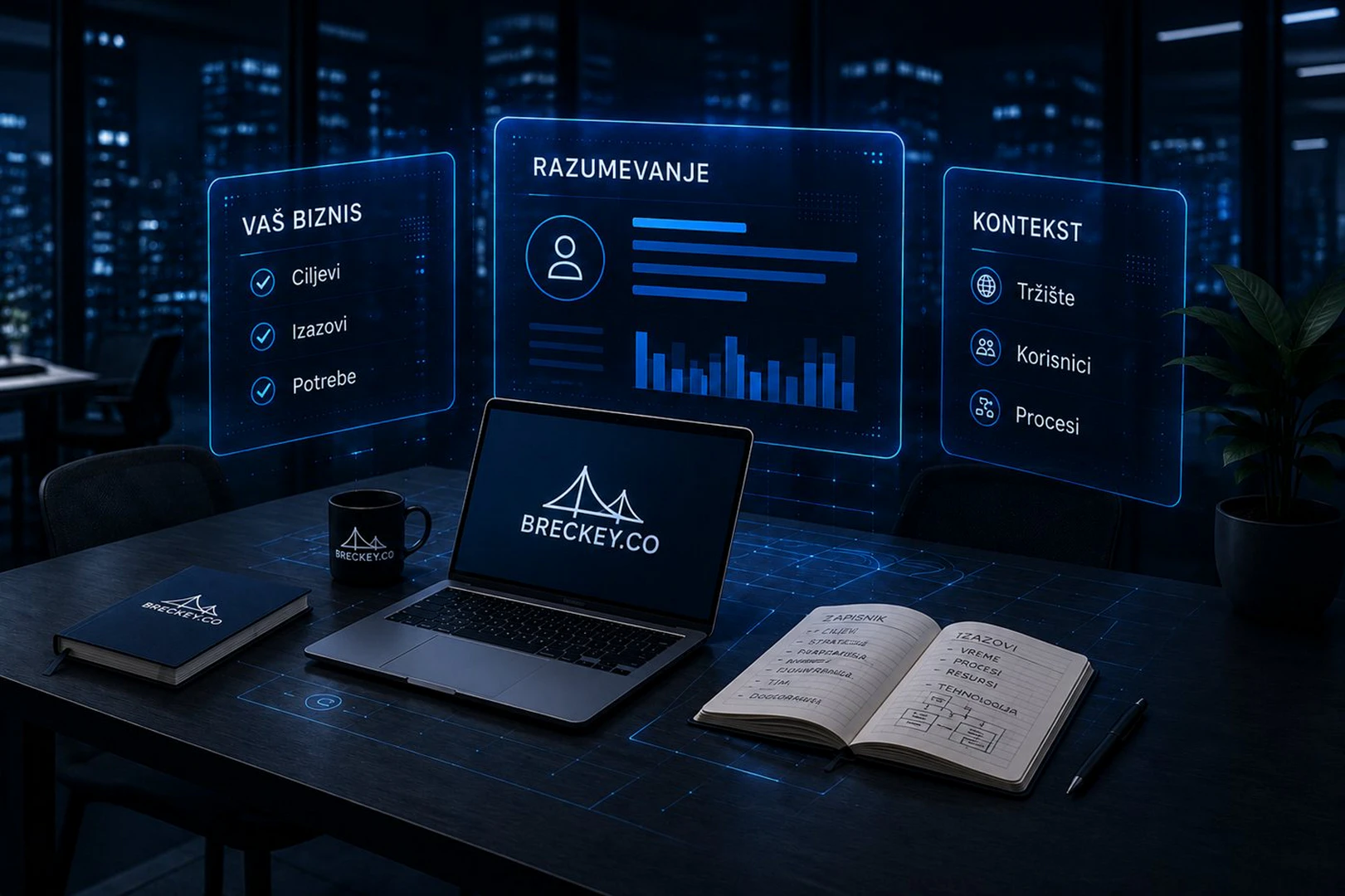 Prikaz analize poslovnih ciljeva, izazova i konteksta klijenta na digitalnoj tabli